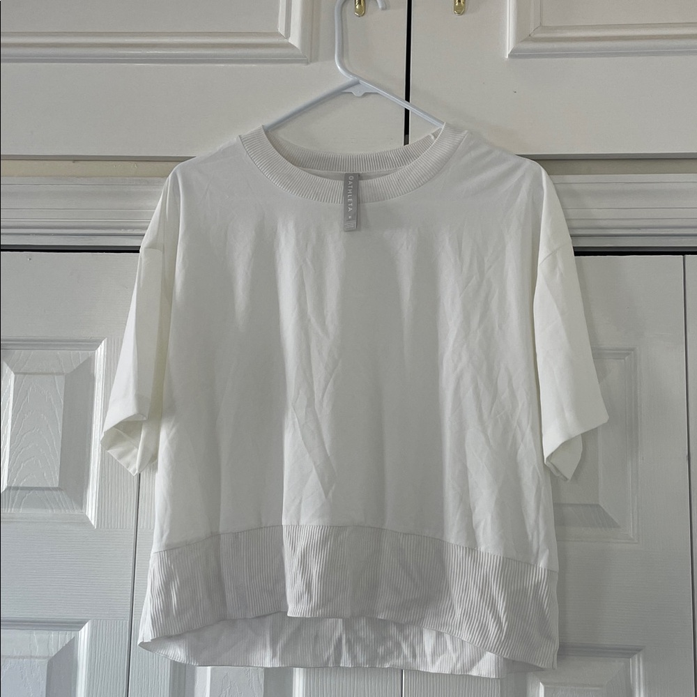 Athleta Cream Short Sleeve Top